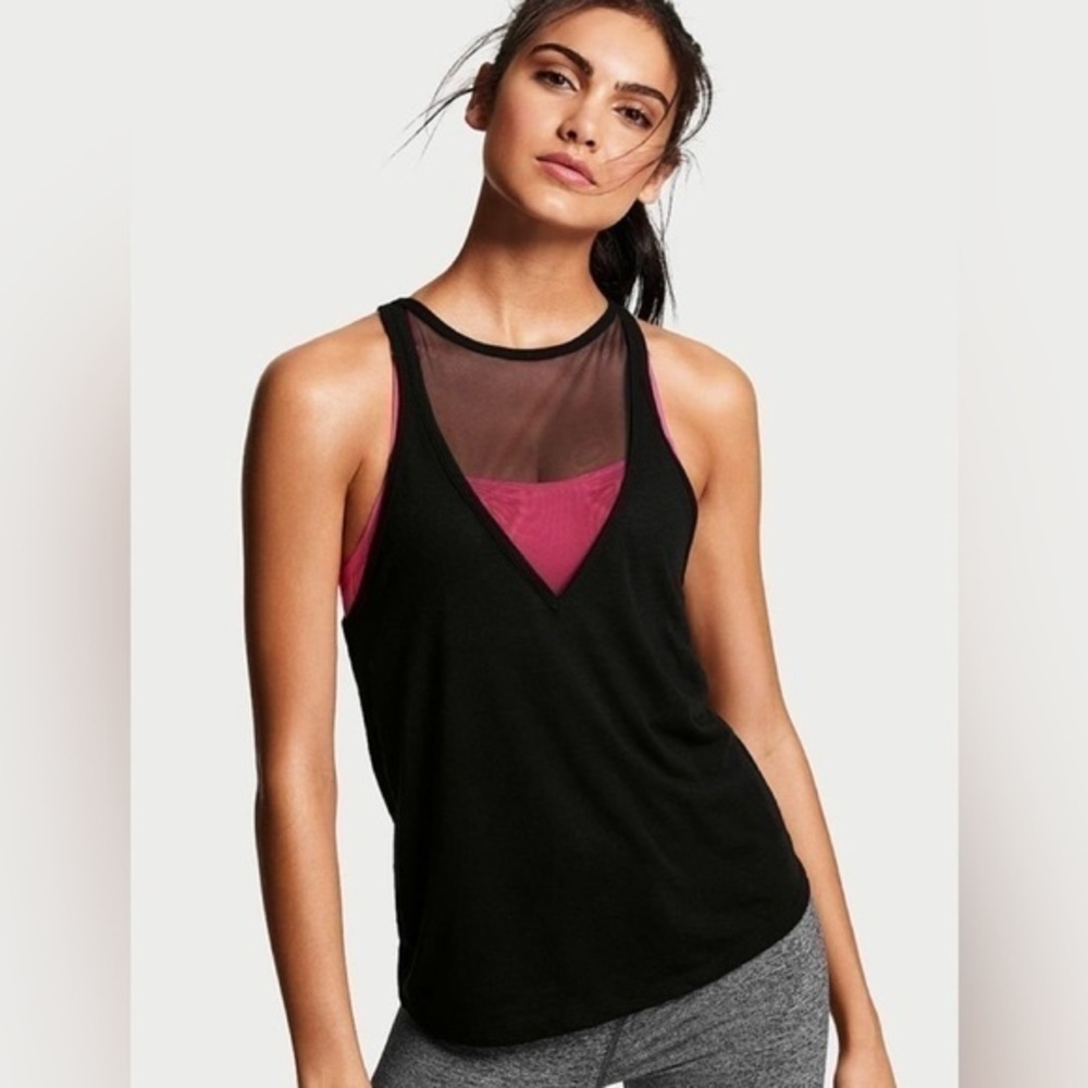 VICTORIA Sport Sleeveless Fuschia Mesh Tank Top Size Medium